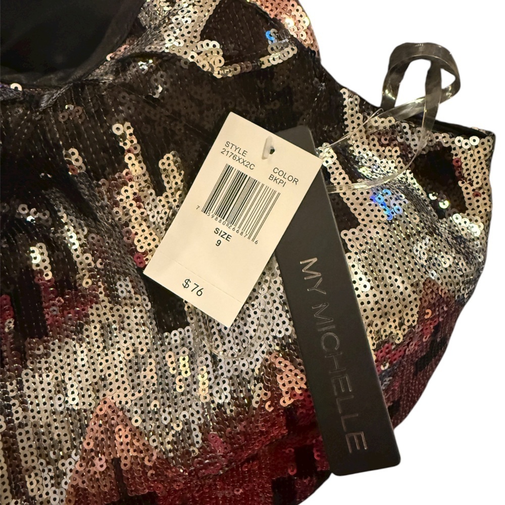 My Michelle Geometric Sequin Mini Dress - Black, Gold, Pink - Picture 5 of 5